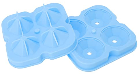 Mold de cubito de hielo en forma de diamante de 4 agujeros bandejas de cubos de hielo de hielo para moldes para pasteles de chocolate de bricolaje (Azul)