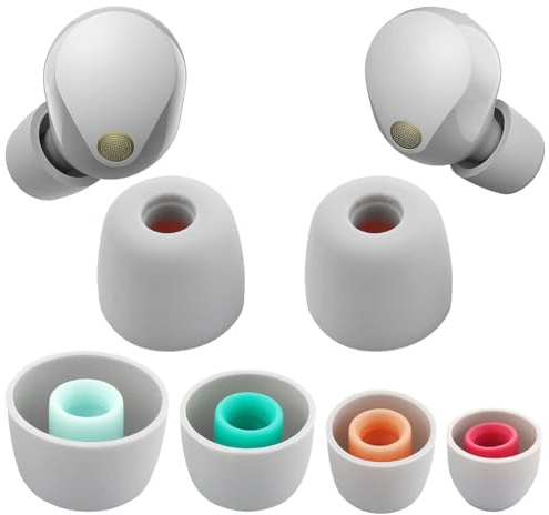 Lot de 4 paires d'embouts auriculaires en silicone compatibles avec Sony WF-1000XM5 - Coussinets de rechange pratiques (XS/S/M/L) (gris)