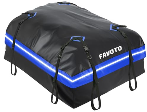 Favoto Cofre de techo 566L – Bolsa de techo impermeable plegable con alfombrilla antideslizante, ganchos para puerta y correas reforzadas, color azul