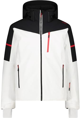 CMP Herren Skijacke mit abnehmbarer Kapuze Bianco Gr. 50 10.000 mm wasserdicht, 4-Wege-Stretch & warmer Look für aktive Skitage mit Stil.