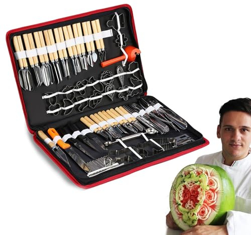 Juego de 80 cortadores de galletas para cortar frutas | Herramientas de escultura y verduras con estuche de almacenamiento - para hacer pasta de modelar Cake Fondant Decor