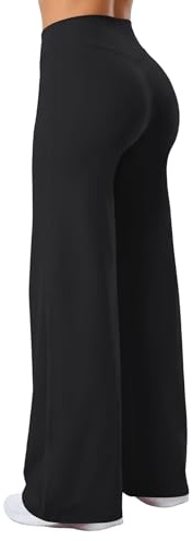 Rapbin Straight Leggings Damen Hohe Taille Flared Yogahose Scrunch Blickdicht Bauchkontrolle Schlaghose Sporthose für Gym Yoga Freizeit Schwarz M
