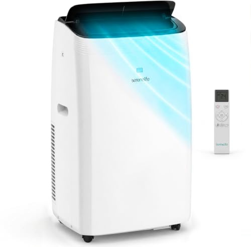 SereneLife Aire Acondicionado Portatil 16000BTU con WiFi y Calefaccion Inverter, Climatizador 4 en 1, con Deshumidificador y Ventilador, Modo Sleep, con Kit de Ventana para estancias de hasta 32 m²