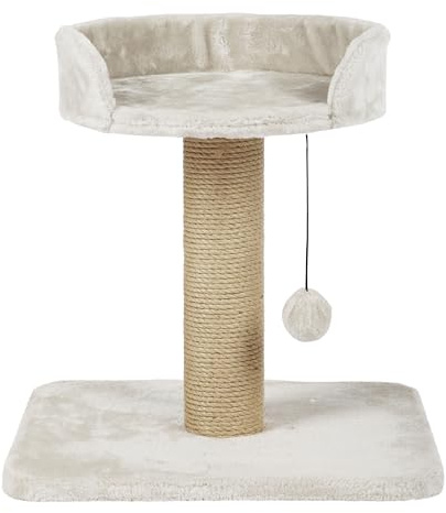 TRIXIE Katzen-Kratzbaum Mica, mehrstöckig & standfest – 46 cm, lichtgrau | Robuste Sisal-Kratzflächen und weiche Polster – bietet Kratzspaß, Spiel und entspannten Rückzug für Katzen