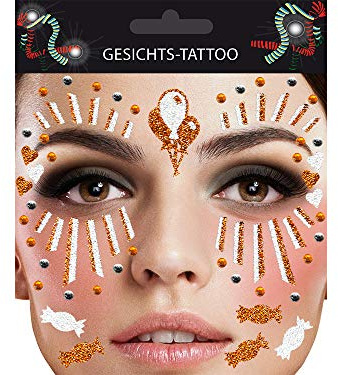 Gesichts Tattoo Clown (Orange) für Karneval, Fasching, Party, Kostüme