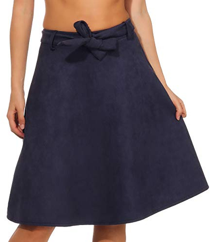 Malito Donna Gonna Gonna Ottica Velours Campana A-Line 19606 (Blu Scuro, S)