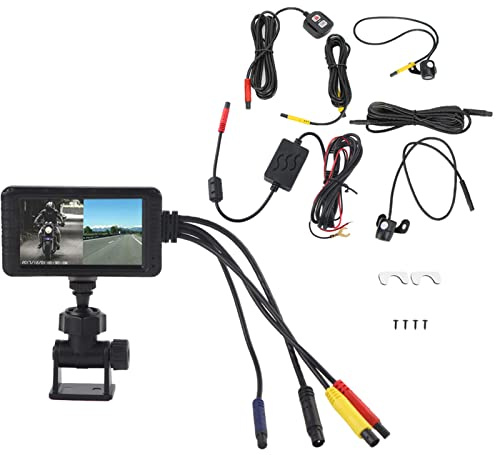 Dash cam per moto, videoregistratore di guida per moto Videocamera 1080P Anteriore Posteriore Doppia lente Visione notturna Vista posteriore impermeabile Videocamera sportiva con 1080P HD LCD da 3 pol