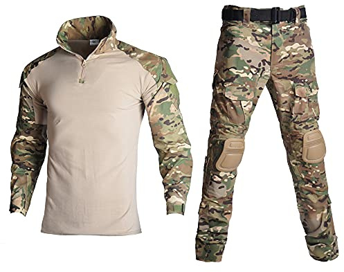 Lilychan Tactical Military Suits für Herren Langarm-Rip-Stop-Uniformen Combat Shirt und Pants Elbow Knee Pads