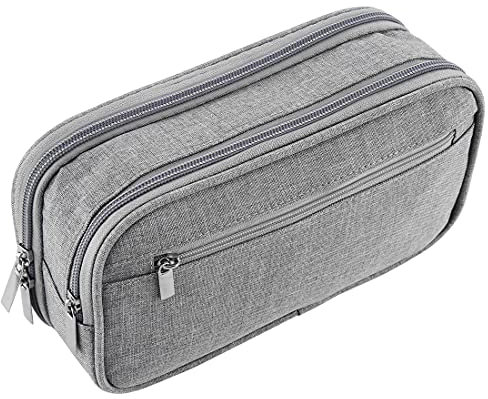 CUDU Federmäppchen für Mädchen & Jungen, 3er Fach Teenager Zip Federtaschen Etui,Multifunktional Große Mäppchen für Schule & Büro (Grau)