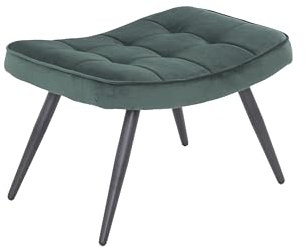 byLIVING Hocker UTA/gepolsterter Fußhocker in Samt-Stoff dunkel-grün mit Ziersteppung/Gestell schwarz pulverbeschichtet/Fuß-Ablage/Sitzhocker/Fußbank / 60 x 39 x 41 cm (BxHxT)