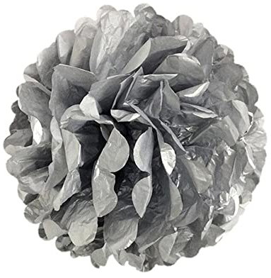 Duories 6 Stück Seidenpapier Pompons 25cm Hochzeitsdeko Basteln Pompoms Dekorpapier Blumenpuscheln Papier Pompons Papierblumen für Geburtstag Hochzeit Party Wohnzimmer Raumdeko,Silber