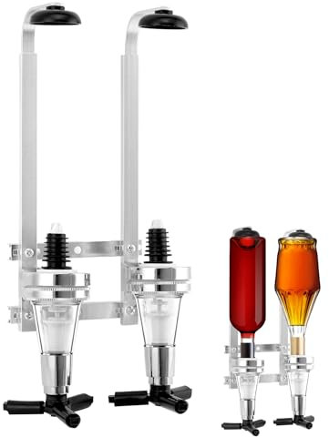 QWORK® Doppelkopfspender, Wand Montierter Flaschenhalter, Aluminiumlegierung, für Bar, Party