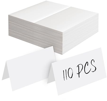 Gethelud 110 PCS Tent Cards, Small Blank Place Cards Delicate Seating Cards Blank Name Cards Escort Cards for Wedding, Table, Dinner Parties, Receptions (Each Measures 2” x 3.5”)