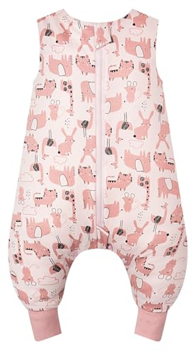 WYTbaby Saco de Dormir Bebe 1.0 Tog con Pies, Saco de Dormir Ultra Suave y Cómodo 100% Algodón, Ideal para el Sueño del Bebé, Adecuado para Bebés de 2-3 años, Talla 80-90cm