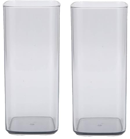 2 Pièces Carrés Verres À Vin De 250 Ml, Verres À Boire Verres À Eau Verres De Bar Gobelets Carrés Gobelets À Boire Verres À Long Drink Tasses À Café Glacé Pour La Maison Bière Boissons Cocktails(Gris)