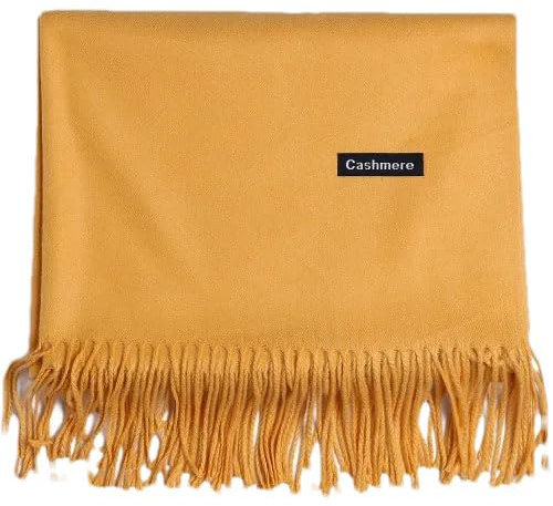 Hgvcfcv Kaschmir-Schal, einfarbig, für Herbst und Winter, warm, weich, Hijab, dick, Damen, Pashmina-Wolle, 20, Gelb, One Size#>8Y