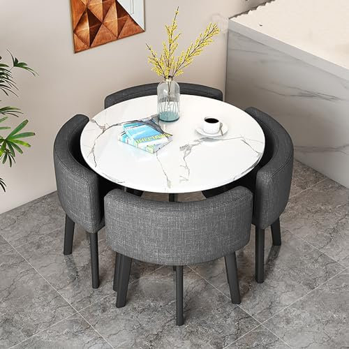TELCIM Küchen-Frühstücks-Bartisch- Und Stuhl-Set, Runder Esstisch Mit 4 Stühlen Kombination, Platzsparende Besprechungstisch, Büro-Konferenztische, Moderne Möbel, Für Zuhause Und Büro (Color : B)