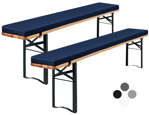 Showgeous 2er-Pack Bierbankauflage Gepolstert für Bierzeltgarnitur Bankauflage 220x25x3cm XL Waschbare Bierbankauflagen Gepolstert Auflage für Biertisch & Partyzeltgarnitur(Navy Blau,Wasserabweisend)