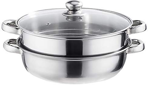 ANSNOW Utensilios de Cocina de Acero Inoxidable Cacerola de Vapor de Acero Inoxidable Olla de Doble Capa Caldera Doble de Vidrio Sartenes para Alimentos para Asar Doble Olla Multifuncional 28 cm Wok