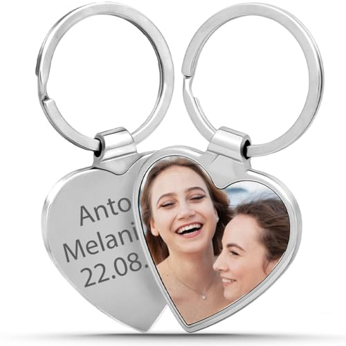 Gravurtastisch Schlüsselanhänger Personalisiert aus Edelstahl mit Foto & Gravur | Individuelles Fotogeschenk für Männer, Frauen & Partner | Perfekt für Vatertag, Valentinstag & Geburtstage