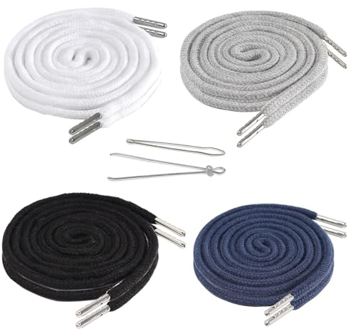 AYNKH 8 Stück Kordelzug Ersatz mit einfachen Einfädler, Hoodie Schnüre mit Metall Cord Locks Enden für Sweatpants Hosen Pullover Sweatshirt
