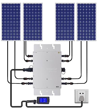 Kaichenyt 1200W-4T Mikrowechselrichter mit integriertem Inverter Modul Sinus-Mikro-Wechselrichter für 4 PV Module