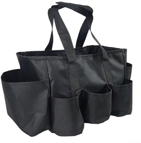 Zilimontt Tote Cleaning Caddy Bag, 600D Oxford Cloth Cleaning Caddy Organizer, with 7 Pockets, Wearable Cleaning Supply Tote Bag, Gardening Tool Tote Bag