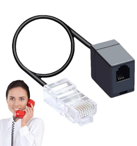 Generico Adattatore da telefono a Ethernet, da RJ11 a RJ45,Cavo convertitore potente da RJ45 a RJ11 da 14 pollici | Cavo di rete per telefono, cavo adattatore telefonico per telefoni, fax