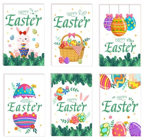Biglietti di Pasqua divertenti,Carino Biglietti di Pasqua | 24 pezzi Biglietto di auguri di Pasqua,Biglietti per appunti con uova di Pasqua con adesivi per il nuovo anno