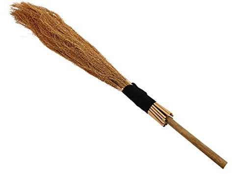FRCOLOR 1 Pc Balai d'halloween Balai Naturel De Sorcière Tordu pour Halloween Chaudron Décor De Sorcière Classique Rétractable Balayeuse Manche à Foins