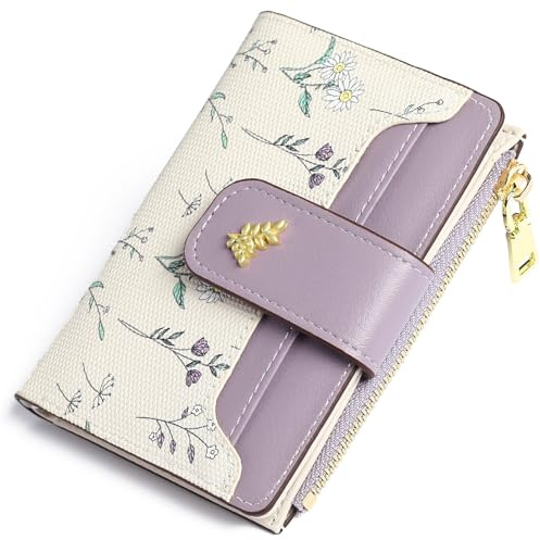 GAEKEAO Geldbörse Damen Klein Portemonnaie PU Leder Portmonee Geldbeutel Damen ​mit Reißverschlusstaschen Münzfach Slim Wallet