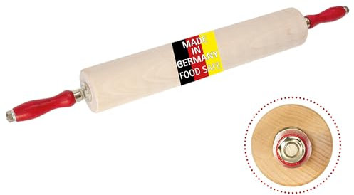 Mattarello professionale in un unico pezzo di legno di faggio, con cuscinetti a sfera (rotolo di mattarello) (40 cm)