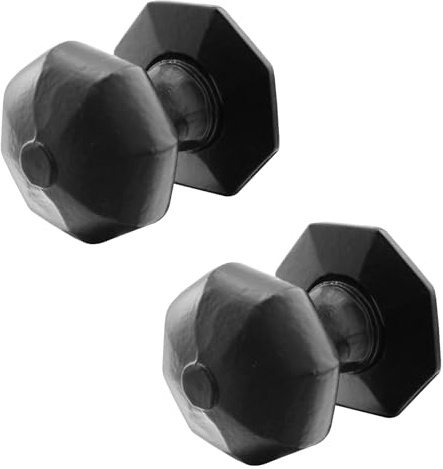 EAI Black Iron Door Knobs, 1 Pair - Iron Octagonal | 1 Pair of Octagonal Mortice Door Knobs for Internal Doors, Fixings Included