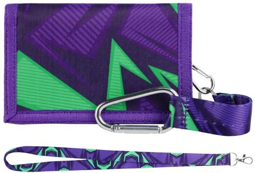 GmeDhc Portefeuille pour Adolescents, Porte Monnaie Enfant Pliable avec Mousqueton, Lanière de Cou, pour Garçons Filles Cadeau Danniversaire détudiant