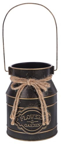 EPIGEIST Maceta Vintage Forma De Jarra De Leche De Hierro Cubo para Plantas para Decoración De Balcón Jardín o Tienda Asa para Transporte Fácil