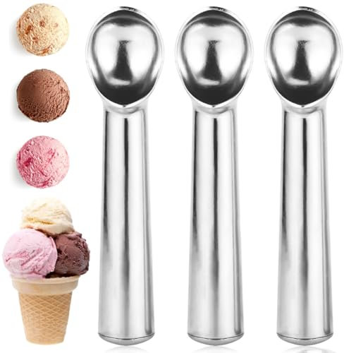 3 Pezzi Cucchiaio per Gelato, Porzionatore per Gelato Antiaderente, Professionale Cucchiaio Gelato Alluminio per Gelato, Melone, Polpette - Facile da Pulire