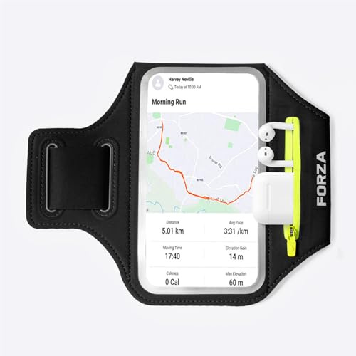 FORZA Running Armband – Waterproof Phone Holder with Touchscreen Window, Zipped Pocket, Adjustable Strap & Reflective Detailing, Sports Armband for iPhone & Android (up to 6.9)