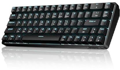 Dierya DK68 Gaming Tastatur Kabellos - 68 Tasten Mechanische Tastatur USB-C/Bluetooth/2.4G,RGB Beleuchtung,Clicky Blauer Switch,QWERTY Layout,Schwarz