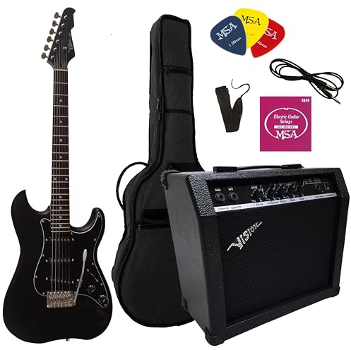 Elektrogitarrenset E-Gitarre im Set mit 35Watt Verstärker Elektrogitarre matt schwarz Tasche Zebhör