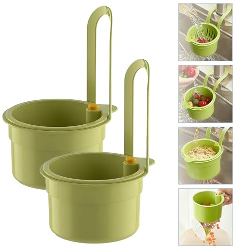 Laitejituan Sieb für SpüLbecken, 2 Stück Waschbecken Sieb Mit Druckknopf, Abnehmbare ABS Waschbecken sieb, Wasserhahn Hängender Filterkorb für Waschen/Organizer in Küche (Grün)