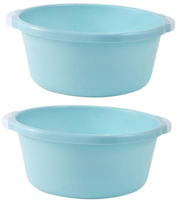 Anneome 2 Pièces Bassin de Lavage Plastique Dérapant Moyenne Bleu Ciel Bassin Multifonction pour Salle de Bain et Cuisine Usage Domestique et Écologique