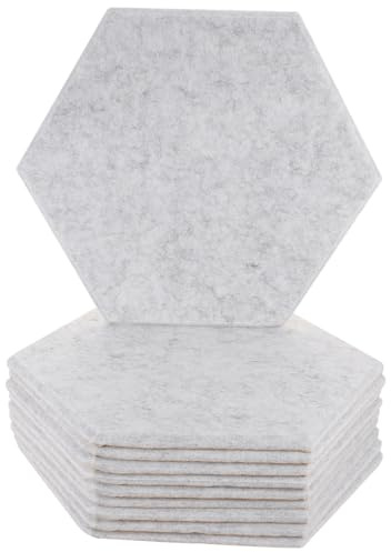 NOLITOY 10pcs Hexagon Acoustic Insulation Panels Polyester Fiber Felt Soundproofing Noise Reducing for Walls Home Studio Office