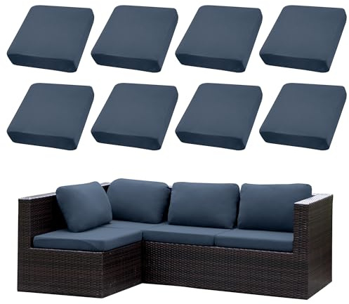 SUKAIKEQA Patio-Kissenbezüge | Outdoor-Sofabezüge | Stretch-Sofakissenbezüge | Sofabezüge | Abnehmbar und maschinenwaschbar. (8, Graublau)