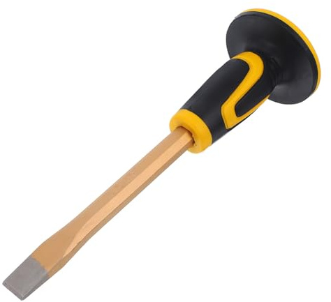 VILLFUL Steinmeißel 300mm mit Handschutz Robuster Flachmeißel aus Stahl für Mauerwerk und Beton Bruchfestes Meißelwerkzeug für Schreiner und Zimmerleute