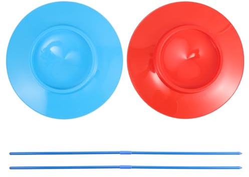 LIOOBO 2pcs 2pcs Juggling Plates with Sticks for Circus Performance Props Adults Party Entertainment and Street Shows