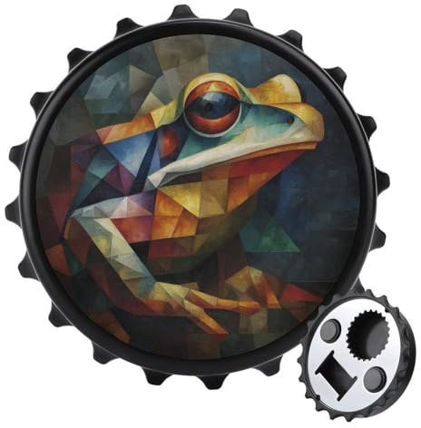 Toad in Abstract - Abridor de botellas redondo con imanes para nevera, bebidas, cerveza, abridor magnético para nevera, cocina, oficina