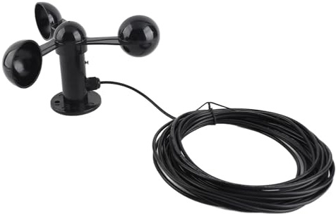 Sorandy Windgeschwindigkeits-Anemometer-Sensor, Hochgenauer Drei-Tassen-Detektor für die Meteorologische Überwachung von Kraftwerken, 8 M Wasserdichtes Kabel, ABS-Material
