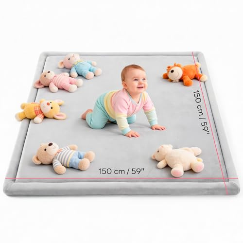 Tappeto Gioco Bambini 150x150 cm – Tappeto per Neonati in Memory Foam Spessa 3 cm – Non Tossico, Antiscivolo e Confortevole – per Attività e Gattonamento – Avec Maman