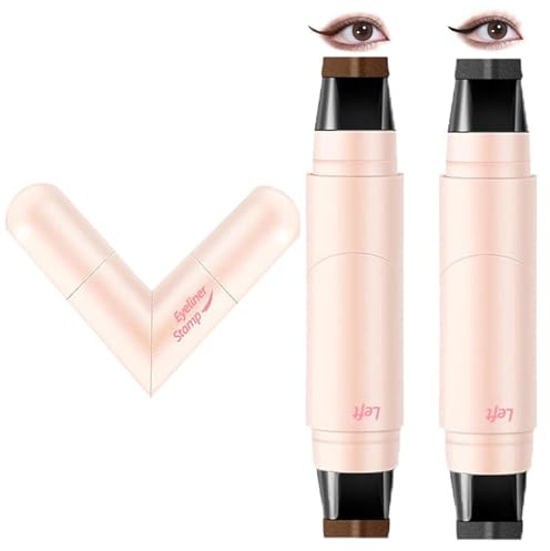 2Pcs Eyeliner Stempel (Schwarz & Braun), Wasserdichter Augen Makeup Stempel mit Flügelform, Faltbare Augenschablone Makeup Eyeliner Tool, Einfache Anwendung