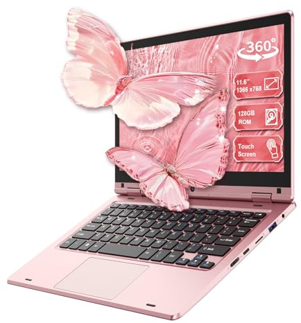 LEEDOW 11.6 inch Laptop 6GB RAM 128GB SSD, 360° Foldable Touchscreen Laptop Celeron N4020, Laptop Computer Support TF Card, 2.4G/5G Dual-Band WiFi, Bluetooth, USB 3.0 * 2 for Work, Education, Travel